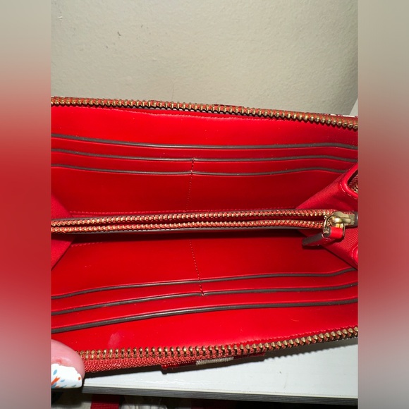 Tory Burch - Long Zip Wallet Gemini Link Matte Canvas Red Woven - Picture 3 of 6